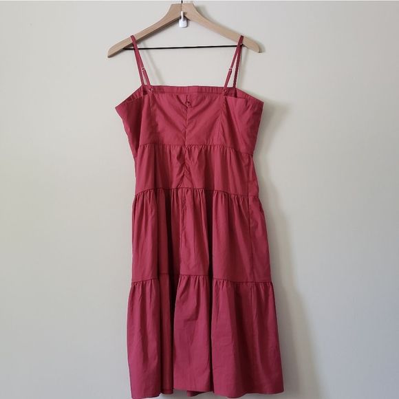 Gap Red Clay Tiered Cotton Midi Dress Size 12 Cami Casual - Picture 3 of 7